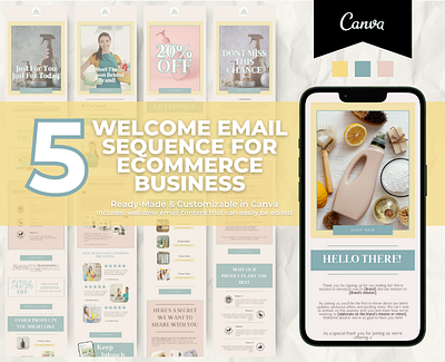 Editable Eco-Friendly Supplies Welcome Email Sequence Template brand templates canva email canva template eco friendly email marketing email templates klaviyo template mailchimp template newsletter template welcome email