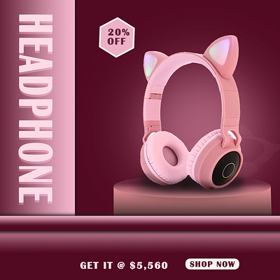 Headphone Social Media Post Design 3d animation banner branding graphic design logo motion graphics social media post ui