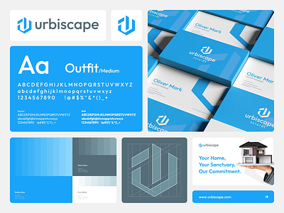 Urbiscape Estate Branding brand brand book brand guidelines brand identity branding design digital design graphic design logo logo design logotype mark minimal mockup design real estate visual identity