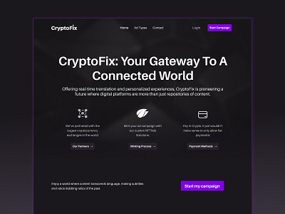 CryptoFix: Gateway to a Connected World crypto design figma job landingpage ui ux