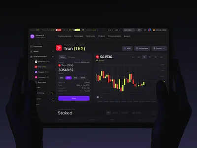 Sphere UI: Crypto (UI KIT) crypto crypto dashboard crypto liquidity crypto staking crypto ui kit dark mode dark version dashboard defi ethereum liquidity platform sphere ui crypto stake staking the18.design trade traiding ui kit uikit