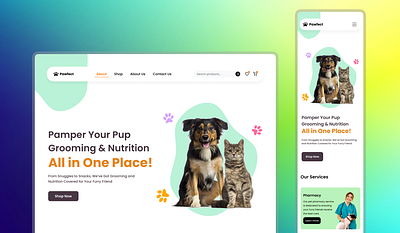 Pet shop Website branding landing page mobile ui mobile website mockup modern website design online pet store online pets shop online shopping pet shop pet shop website responsive design ui ux design web design web ui website mockup