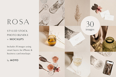 Rosa - Stock Photo & Mockup Bundle business card business card mockups flat lay flowers glasses light minimal minimalist mock ups mockups phone shadow play shadows stock images stock photo bundle styled stock styled stock photos sun sunlight