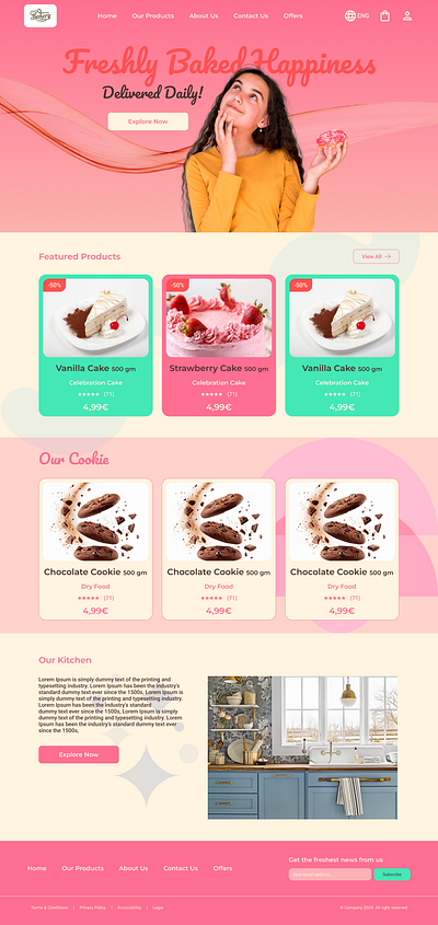 Fresh Bakery Landing Page Design 🍰 2ndsource bakerydesign cakes dribbble landingpage moderndesign pastelcolors second source uidesign uiux webdesign