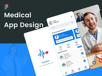 Medical mobile app | Healthcare app | Book Doctor Appointment app design book doctor appointment online branding design doctor app figma graphic design health care app health monitoring app healthcare service landing page medical app medical mobile app medicine reminder mobile app mobile app ui ui designer uiux uiux designer
