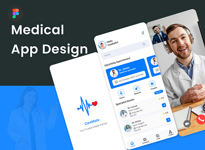 Medical mobile app | Healthcare app | Book Doctor Appointment app design book doctor appointment online branding design doctor app figma graphic design health care app health monitoring app healthcare service landing page medical app medical mobile app medicine reminder mobile app mobile app ui ui designer uiux uiux designer