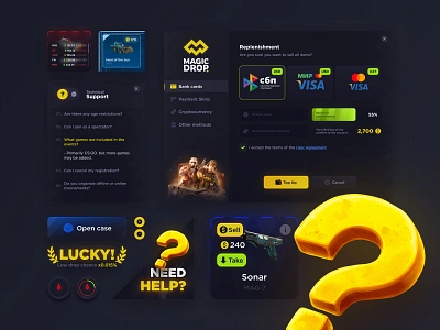 CS:GO 2 - Opening Cases Kit casino casino design cogo cs go cs go cases cs2 dark ui gambling gambling design game interface game kit game ui game ux gaming gift box live casino open cases opening cases web casino web game