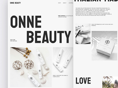 ONNE Beauty - Skincare Website Redesign black calm clean cleanlandingpage cleanui cleanwebsite design dribbbleshots e commerce landingpage minimalistui modern ui uiinspiration uiux ux web website websiteui white