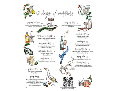 Festive Motifs X Briana Kranz christmas drawing festive holiday hotel menu