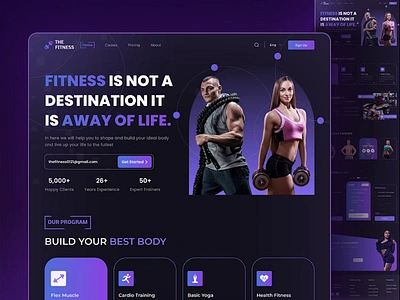 Landing Page for Gym animation exercise figma fitness gym landing landing design landing page landing page design landing ui running training ui ui ux website design website ui ux wellness workout yoga