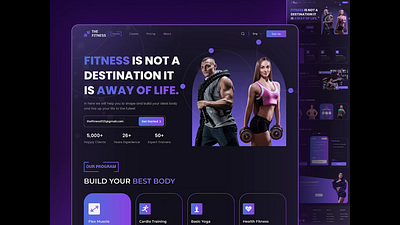 Landing Page for Gym animation exercise figma fitness gym landing landing design landing page landing page design landing ui running training ui ui ux website design website ui ux wellness workout yoga