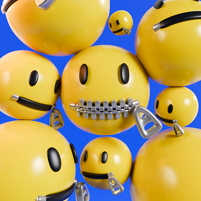 Mute Smiley 3d blender blender3d cartoon cute design render smiley stylized yellow