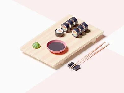 Sushi 3d blender blender3d clean cute icon illustration render sushi
