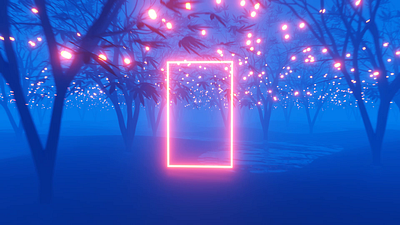 Looping Forest 3d blender blender3d blue cute forst gif lights motion graphics neon render tree