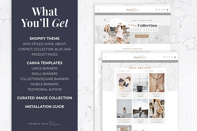 Shopify Theme Desert Blue boho website business website canva template canva website ecommerce templates ecommerce themes ecommerce website feminine website online shop online store shopify customization shopify design shopify template shopify theme small business website web design web theme website design website template