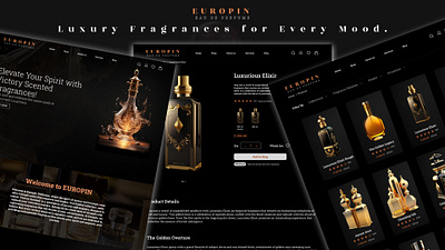 "EUROPIN: Luxury Fragrances for Every Mood | Redefining Elegance darktheme ecommercedesign elegantdesign luxurybrand luxuryfragrance minimalism modernui perfumedesign productpage sleekdesign typography uiuxdesign visualstorytelling webdesign websitemockup