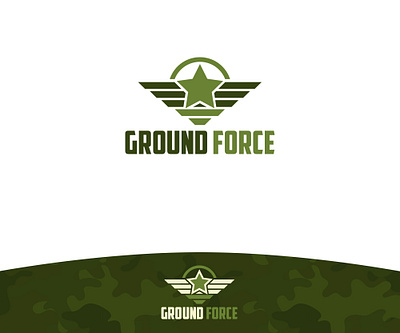 Ground Force army brand design eagle force logo military star