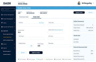 Dashboard Redesign for Modify Sales Order dashboard figma saas ui design