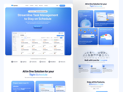 Sunrise - Task Management Landing Page clean landing ui landingpage management task project management task management task manager task manager landing task manager ui team team management team management landing team manager time management time manager ui uiux web web design website
