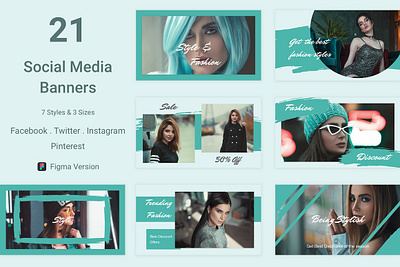 21 Social Media Banners Figma 21 social media banners figma advertisement banner commence creative facebook instagram network networking pinterest promotion share social media banners socialmedia template twitter