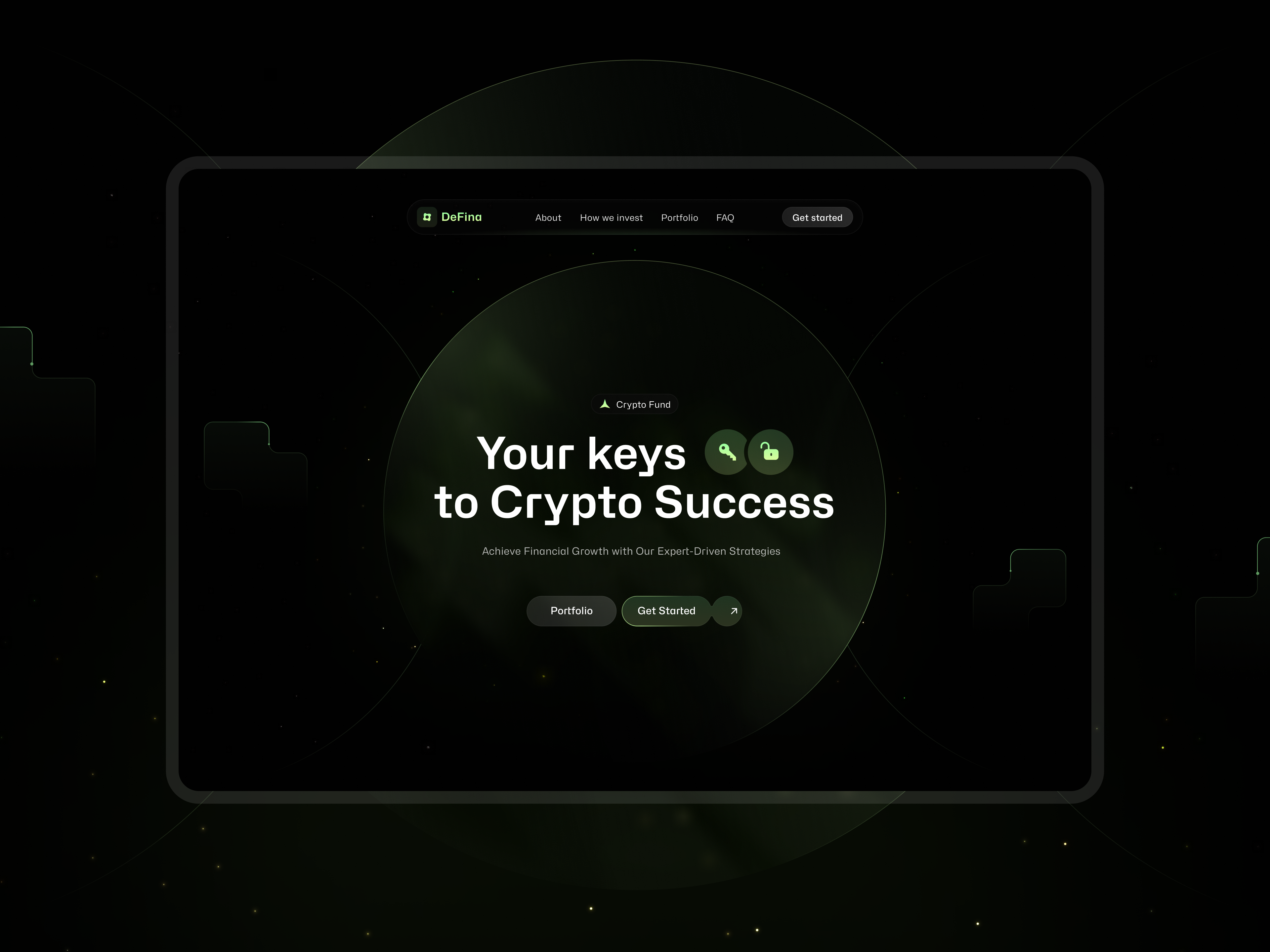 Example of DeFina - Crypto Fund landing page