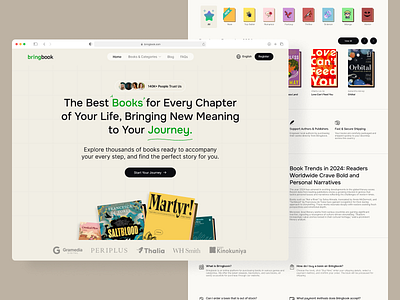 Bringbook - Online Bookstore Platform Landing Page Design book books branding discover hero hero section landing landing page landingpagedesign library minimaldesign minimalis product design ui uiux uiuxdesign web design webdesigninspiration