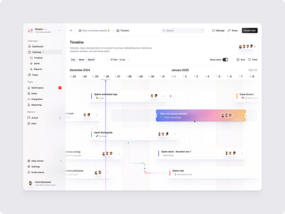 Project Timeline bachanek board crm dashboard kamil microdose project saas task timeline tracking ui ux