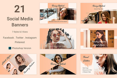 21 Social Media Banners Psd advertisement banner commence creative facebook instagram network networking pinterest promotion share social media banners social media banners psd socialmedia template twitter