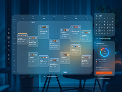 Apple vision Schedule for educator apple vision blur calendar edtech educator glassmo glassmorphism schedule statistic teaching tool visionos web app web design