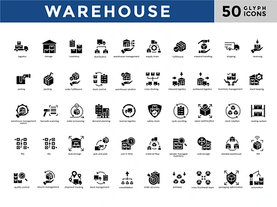 Warehouse Icon Set - Glyph logistics