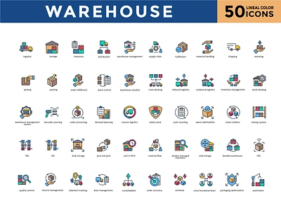 Warehouse Icon Set - Lineal Color logistics