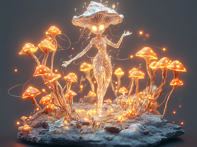 The Glowcap Dancer 3d 3d modelling 47ph9l5 blender cgi character design enchanting fairy glowing mushroom nature surreal