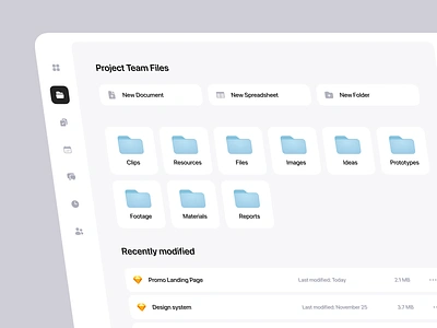 Team Files app clean cloud dashboard design files manager minimal mobile ui