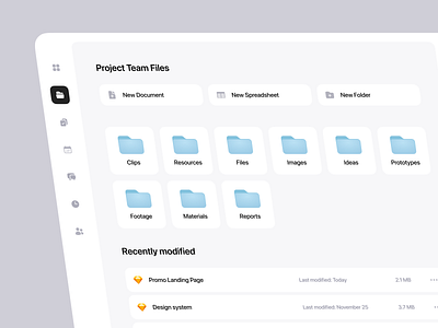 Team Files app clean cloud dashboard design files manager minimal mobile ui