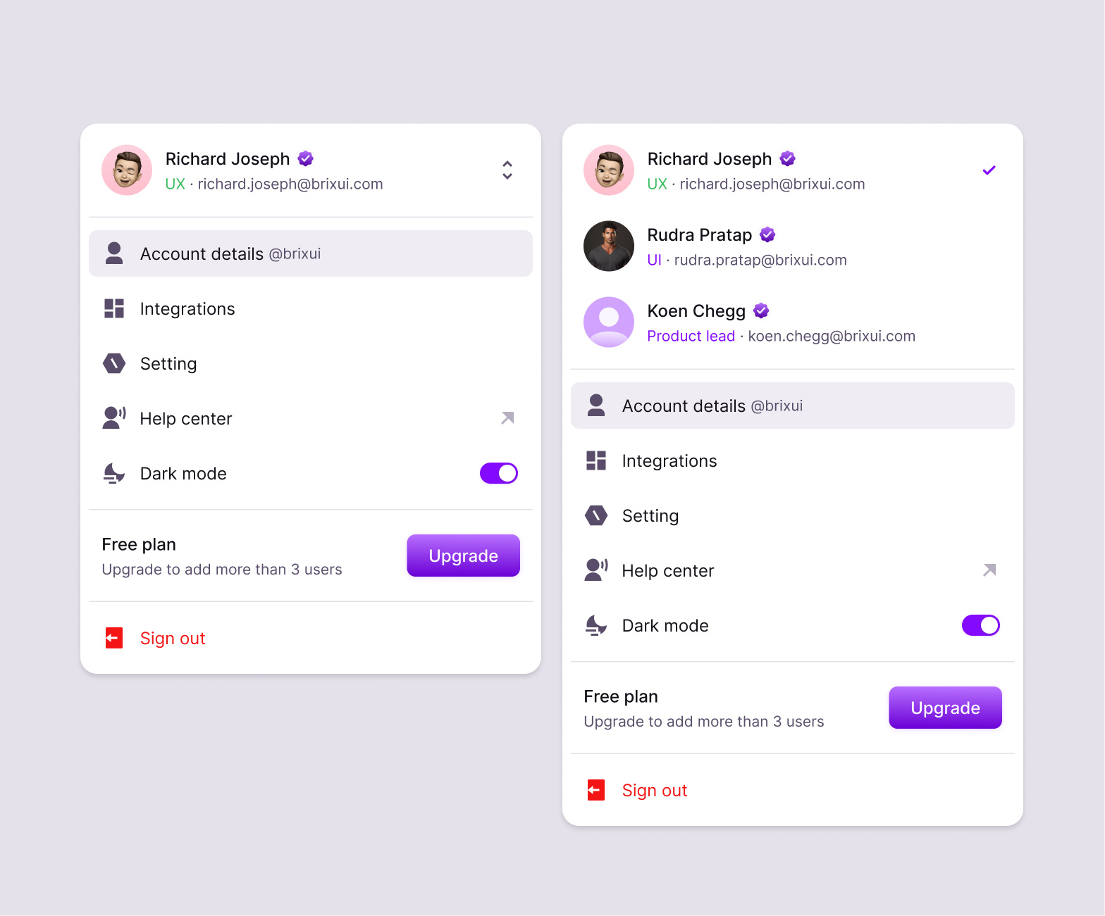 User Dropdown Menu | dropdown menu profile user profile