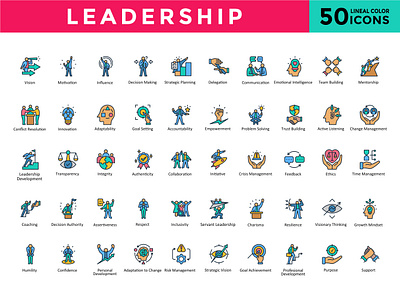 Leadership Icon Pack - Lineal Color training