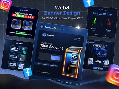 Web3 Defi Banner Design for Crypto Platform banner blockchain banner cover crypto banner crypto design cryptocurrency defi illustration post social media banner social media post token twitter banner twitter post web3 web3 banner