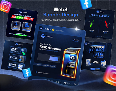 Web3 Defi Banner Design for Crypto Platform banner blockchain banner cover crypto banner crypto design cryptocurrency defi illustration post social media banner social media post token twitter banner twitter post web3 web3 banner