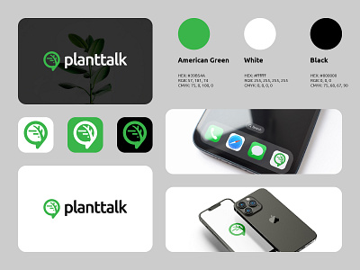 planttalk Logo apps branding business chat green icons leaf logo logos mockup modern nature simple