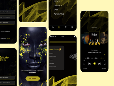 Mobile Radio App Redesign adobe figma fm illustrator mobile app music app photoshop radio app redesign uxui