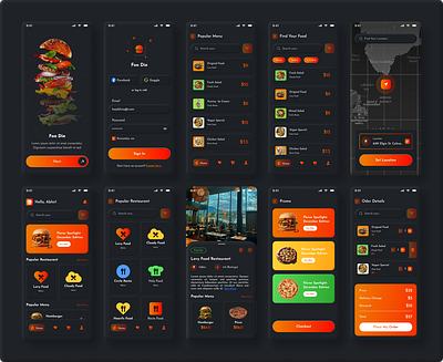 🍔 Foo Die - Modern Food Delivery App UI Design appdesignconcept appuikit cleandesign darkthemeui deliveryapp figmadesign foodapp fooddelivery foodordering foodui interactivedesign minimalui mobileappdesign mobileinterface modernui ondemandservice restaurantapp uiinspiration uiuxdesign userexperience