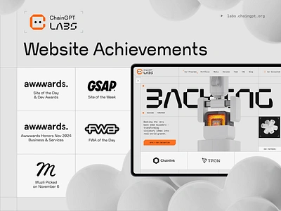 ChainGPT Labs Design Achievements & Awards awwwards design award design gallery design inspiration design selection design trends featured design fwa ui design ui trends web design