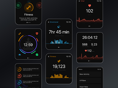 Health Watch Tracker fitness health tech health tracker personal health smart tracker smart watch ui ui design uiux uiux design user experience user interface ux ux design wellness journey