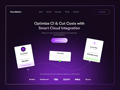 Dark-Themed Web Design - CloudOptim cicd cloudcomputing cloudinnovation cloudtech devtools saas softwaredevelopment techinnovation ui uxui