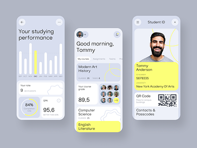 Student Management App app dashboard design id mobile schedule student studying ui ux