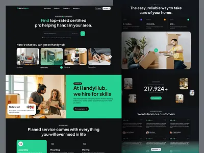 Handyman service - Landing Page dark design design system digital business landing page layouts navigation service template testimonial ui ui design unified ui unifiedui user experience ux website