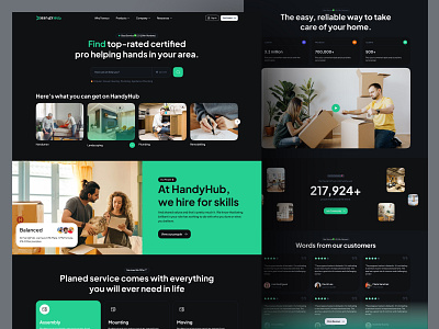 Handyman service - Landing Page dark design design system digital business landing page layouts navigation service template testimonial ui ui design unified ui unifiedui user experience ux website
