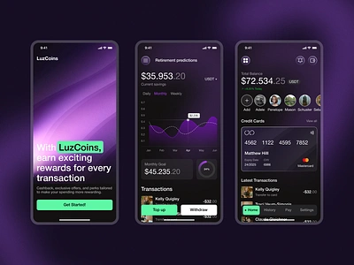 LuzCoins APP | UI Mobile APP Design creative design systems e wallet finance app mobile app design saas ui ui design user research wireframing