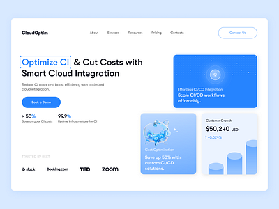 Light-Themed Web Design - CloudOptim cicd cloud cloudsolutions savings techtools ui