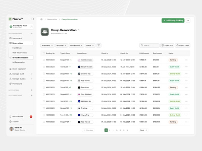 SaaS - Hotel Software Group Reservation UI all animation group reservation group reservation list hotel software popular product design saas saas dashboard saas hotel software